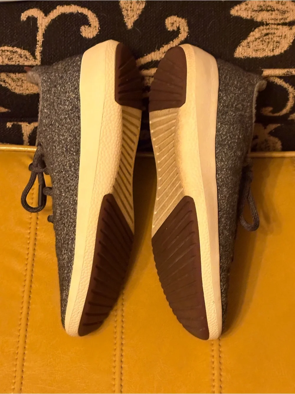 Gray Wool Knit Lace-Up Sneakers